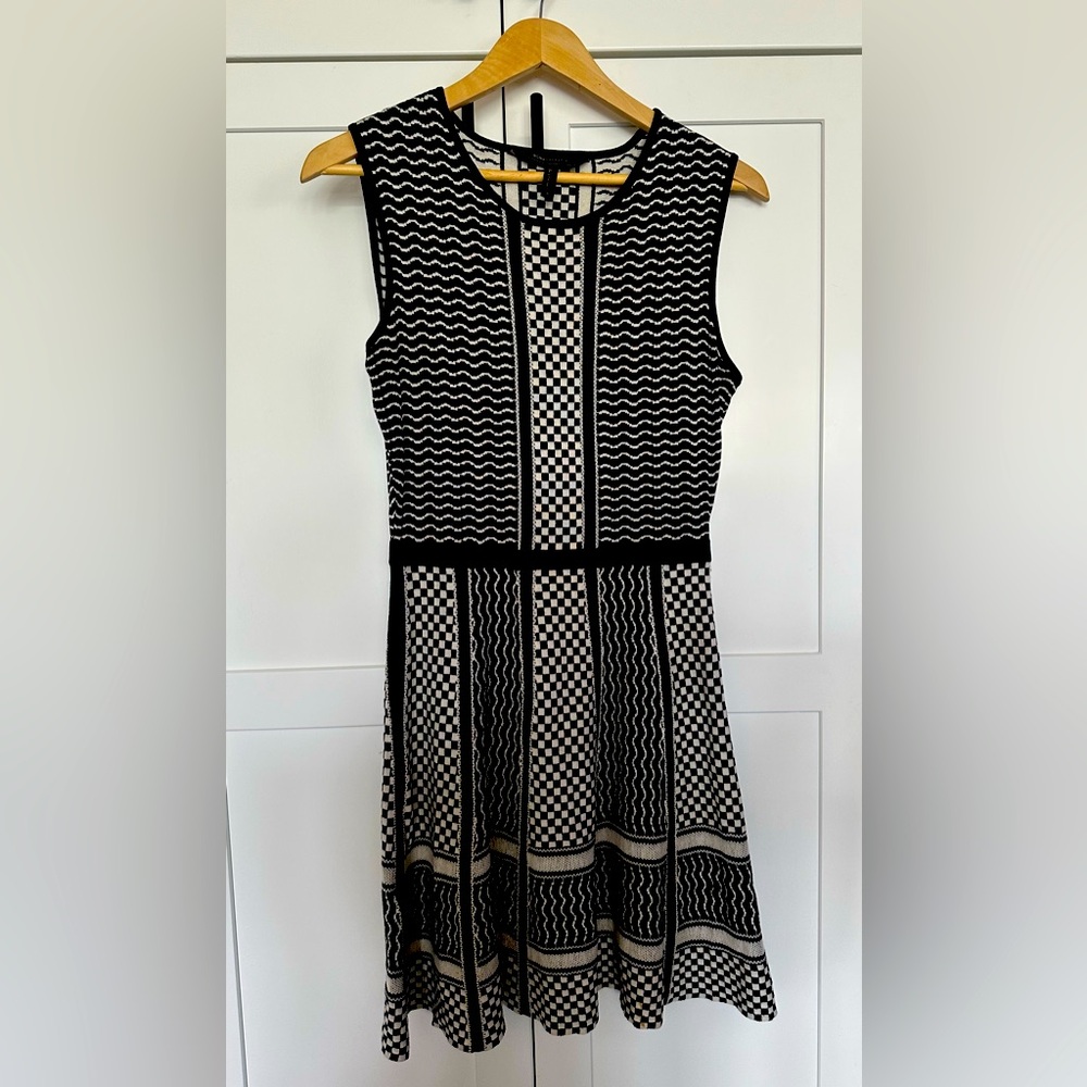 BCBGMaxAzria Black and White Sleeveless Mini Dress